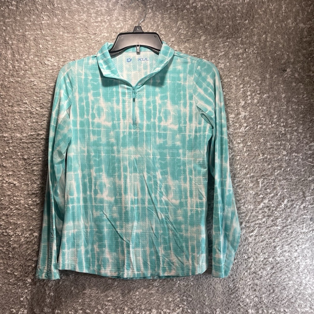 IBKUL Quarter Zip UPF 50 Mesh Long Sleeve S Tennis Golf Nylon Tie Dye Preppy